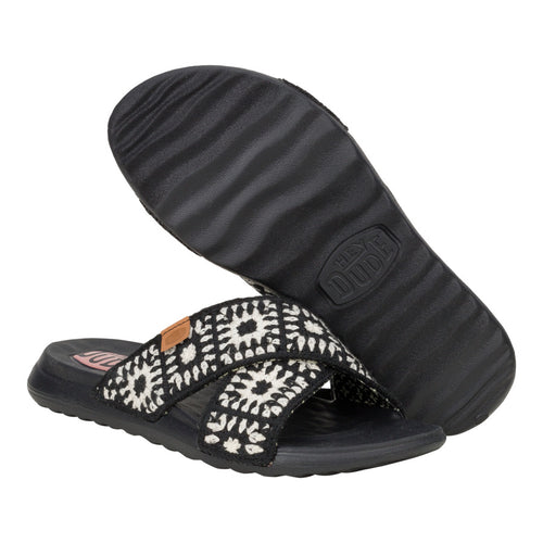 Christi Slide Cottage Crochet - Black/White - 3