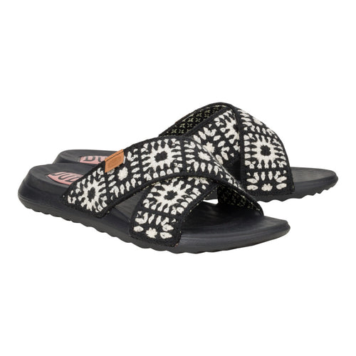Christi Slide Cottage Crochet - Black/White - 2